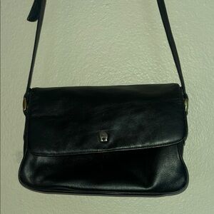 Etienne Aigner Vintage Black Leather Crossbody Bag